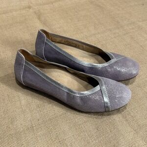 Vionic Shoes Womens 8 Lavender Sparkle Suede Ballet Flats Slip On Orthotic